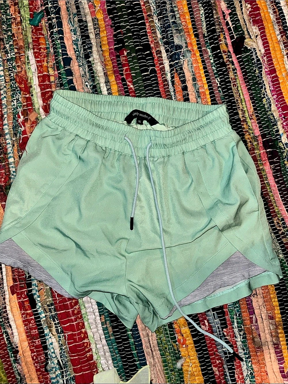 Simply Southern Athletic Shorts in Green & Gray Size Small Like New